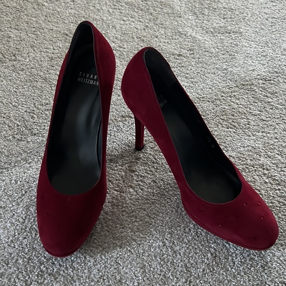 7.5 Red Stuart Weitzman Platform Pumps - Picture 2 of 13